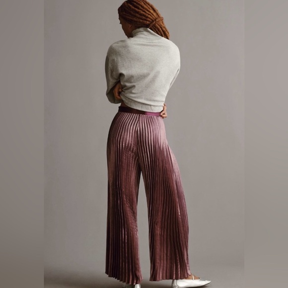 Anthropologie navy plisse wide leg pant. - Picture 2 of 7